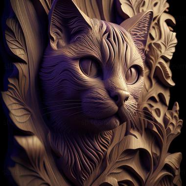 3D модель Тайський бузковий кіт (STL)